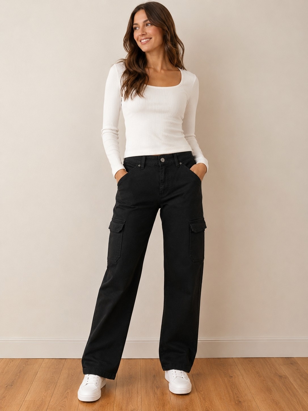 Buffalo David Bitton Becky 10 High Rise Cargo Pants Women's Size 10 Black